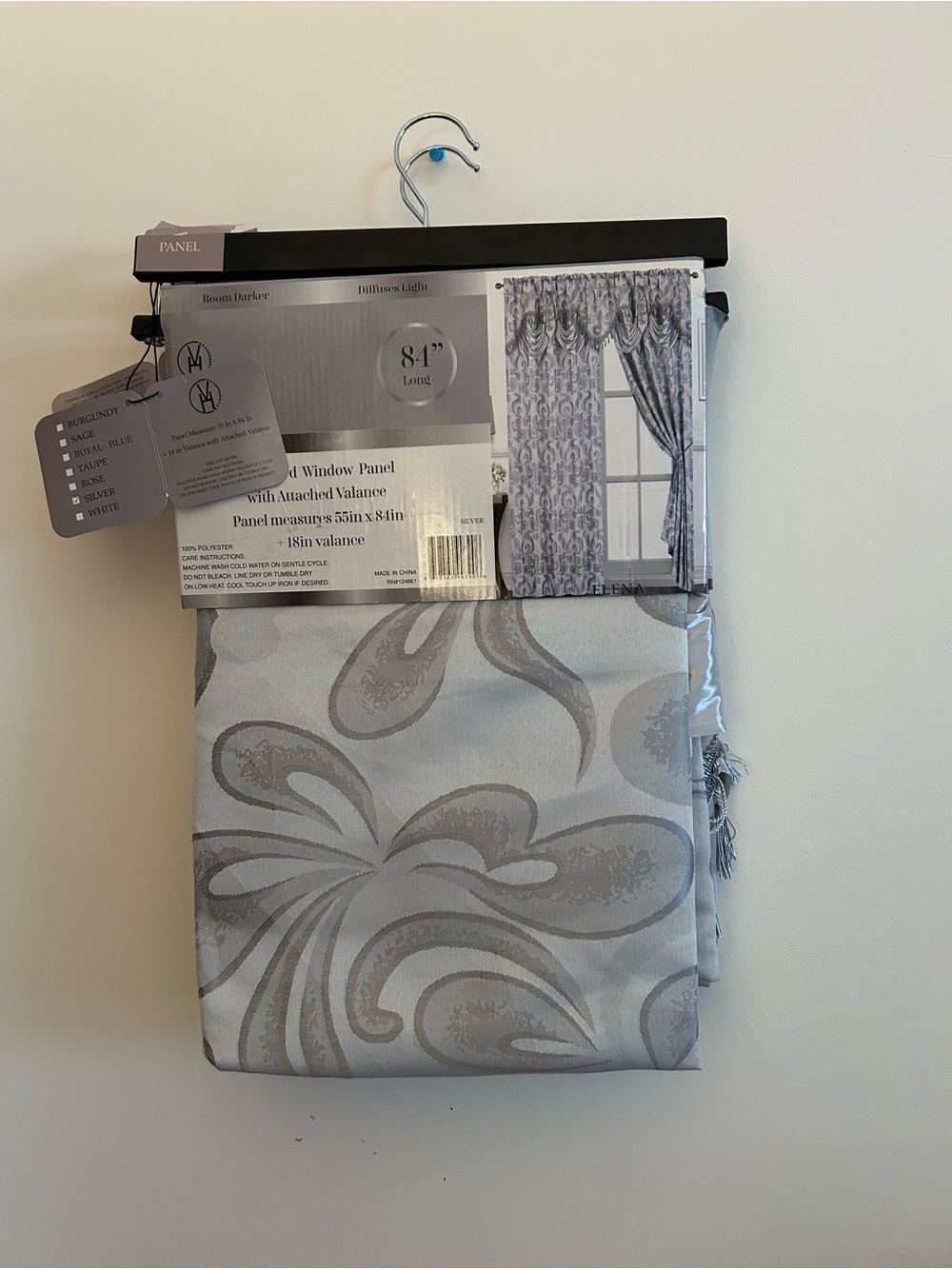 Room Essentials Silver Floral Jacquard Window Panel with Valance